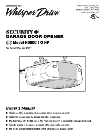 Chamberlain Model HD600 | Manualzz