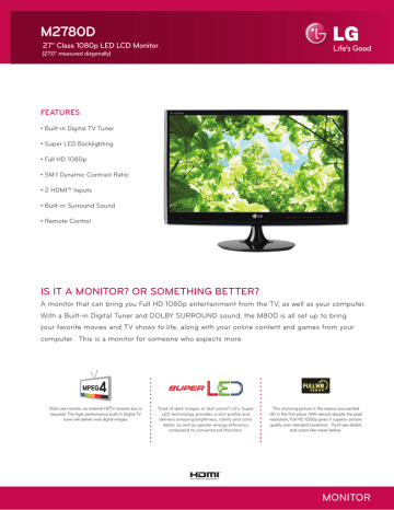 LG LED Monitor M2780D Specification | Manualzz