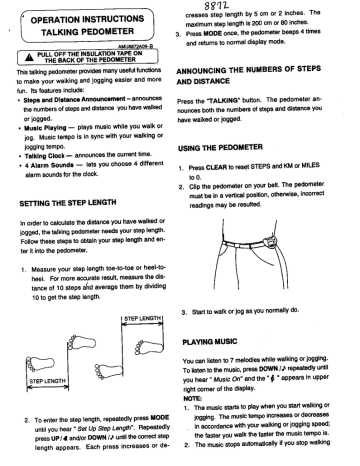 Page 1 OPERATION INSTRUCTIONS TALKING PEDOMETER Manualzz