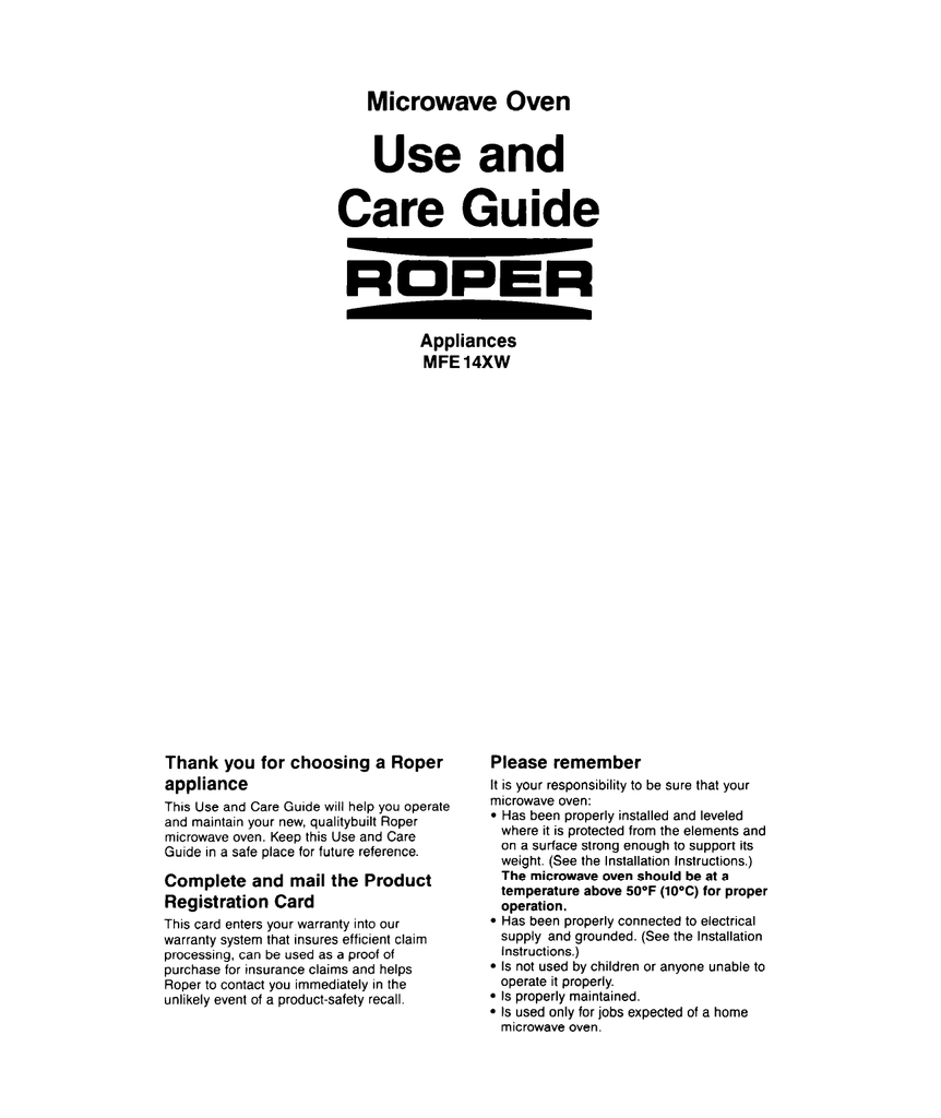 Roper Microwave Repair Manual Manualzz