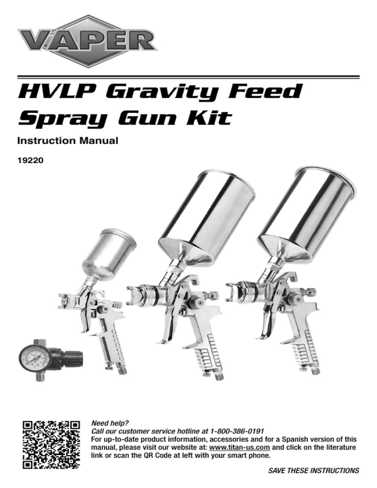 HVLP Gravity Feed Spray Gun Kit Manualzz