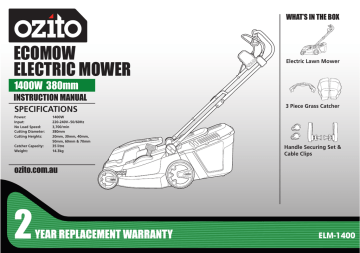 Ozito battery discount lawn mower manual