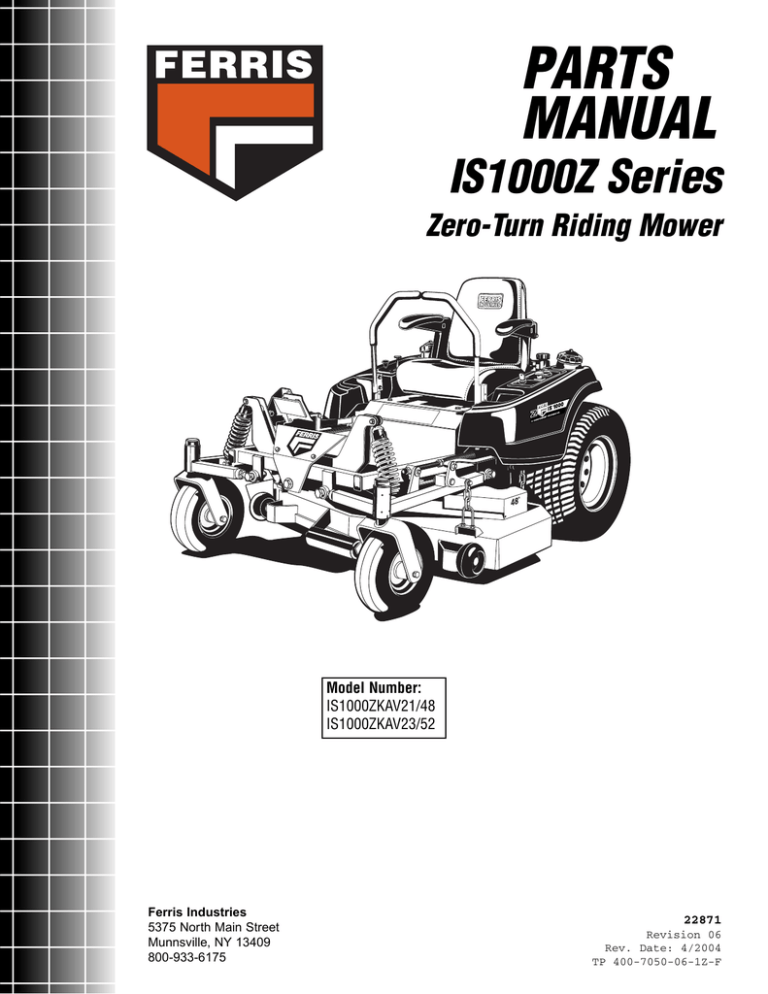 Ferris IS1000Z Illustrated Parts Manual | Manualzz