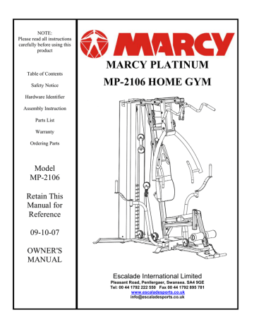 Marcy mp2105 exercise online chart