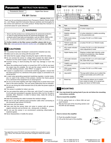 Panasonic FX-301 Instruction Manual | Manualzz