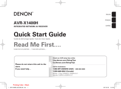 Denon AVR-X1400H - Owner's manual, Quick start guide, Specification