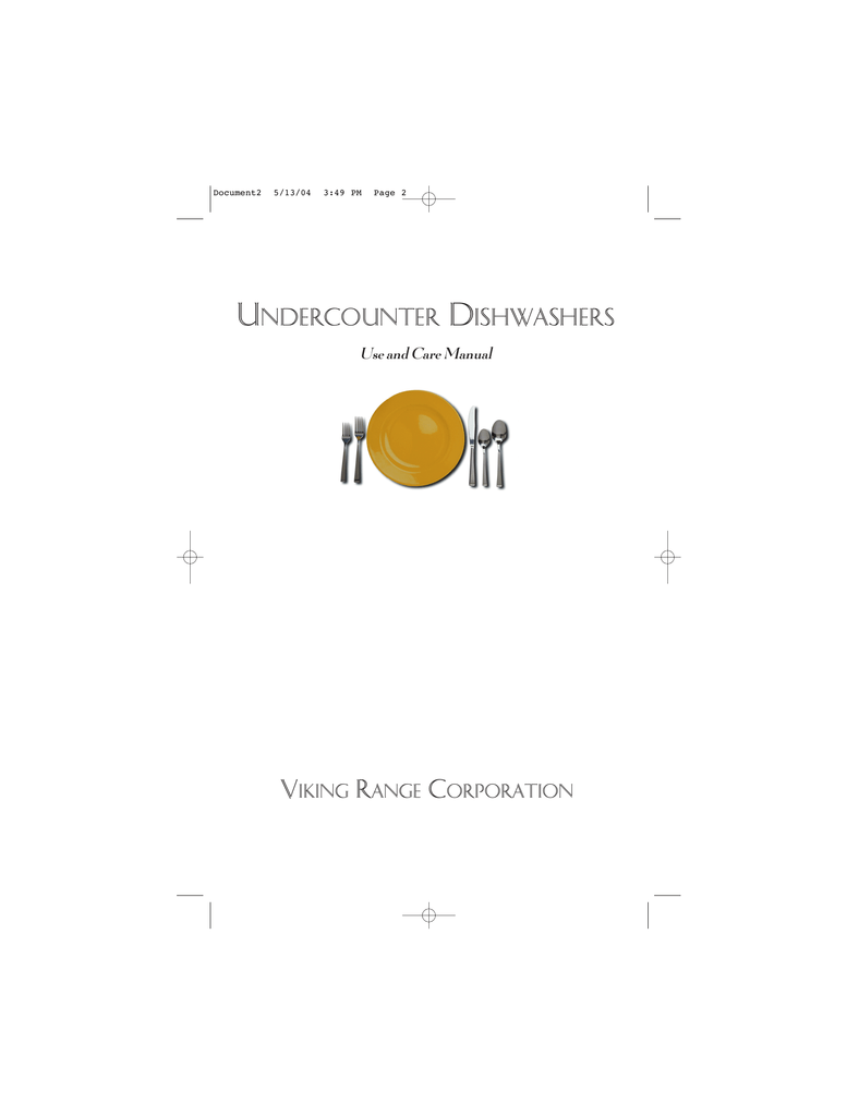 Viking Dishwasher Use & Care Manual Manualzz