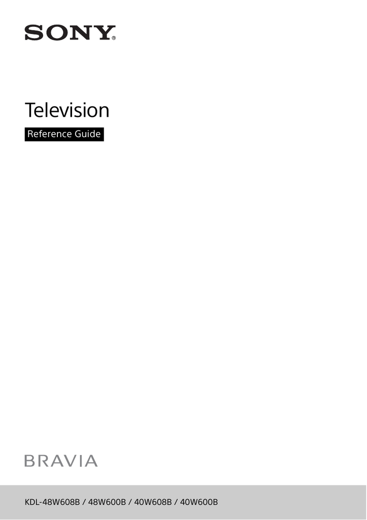 Sony BRAVIA Reference Manual Manualzz