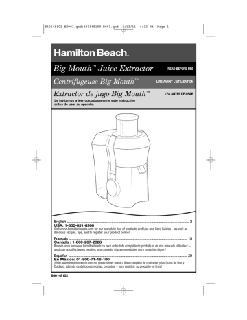 Hamilton Beach 67650A Centrifugal Juicer User manual | Manualzz