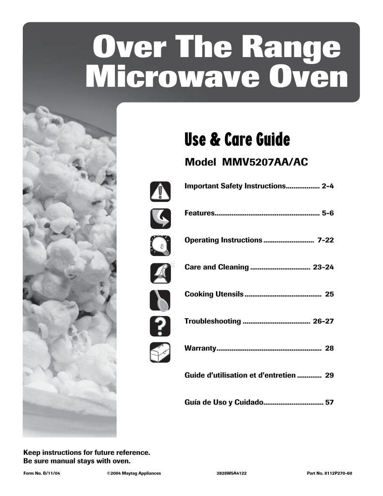 Maytag MMV5207AC Microwave Oven User manual Manualzz
