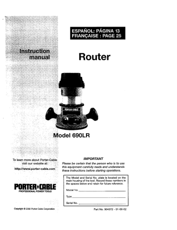 Porter-Cable 690LR Instruction manual | Manualzz