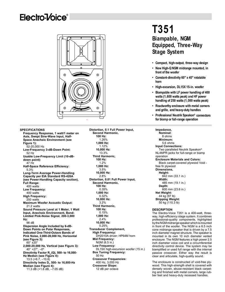 ev t351 speakers