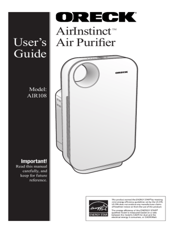 Oreck AirInstinct AIR108 Operation Manual | Manualzz