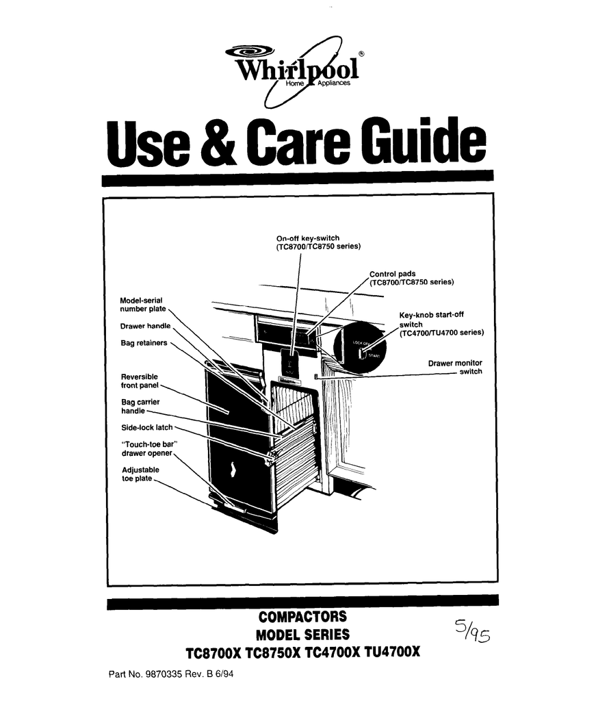 Whirlpool Trash Compactor Repair Manual | Manualzz | Whirlpool Trash Compactor Wiring Diagram | | manualzz