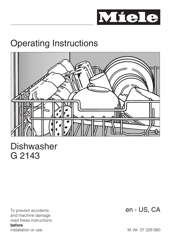 Miele Dishwasher Manual G2143 | Manualzz