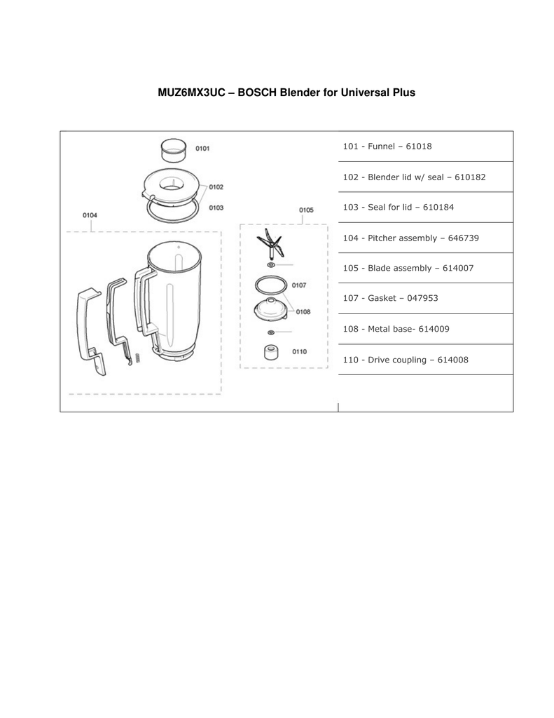 Bosch Universal Blender Blade Assembly 614007