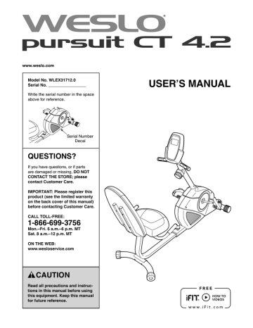 weslo pursuit ct 2.4
