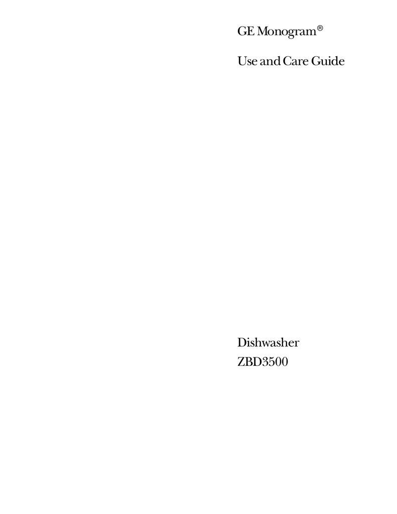 GE Monogram® Use and Care Guide Dishwasher Manualzz