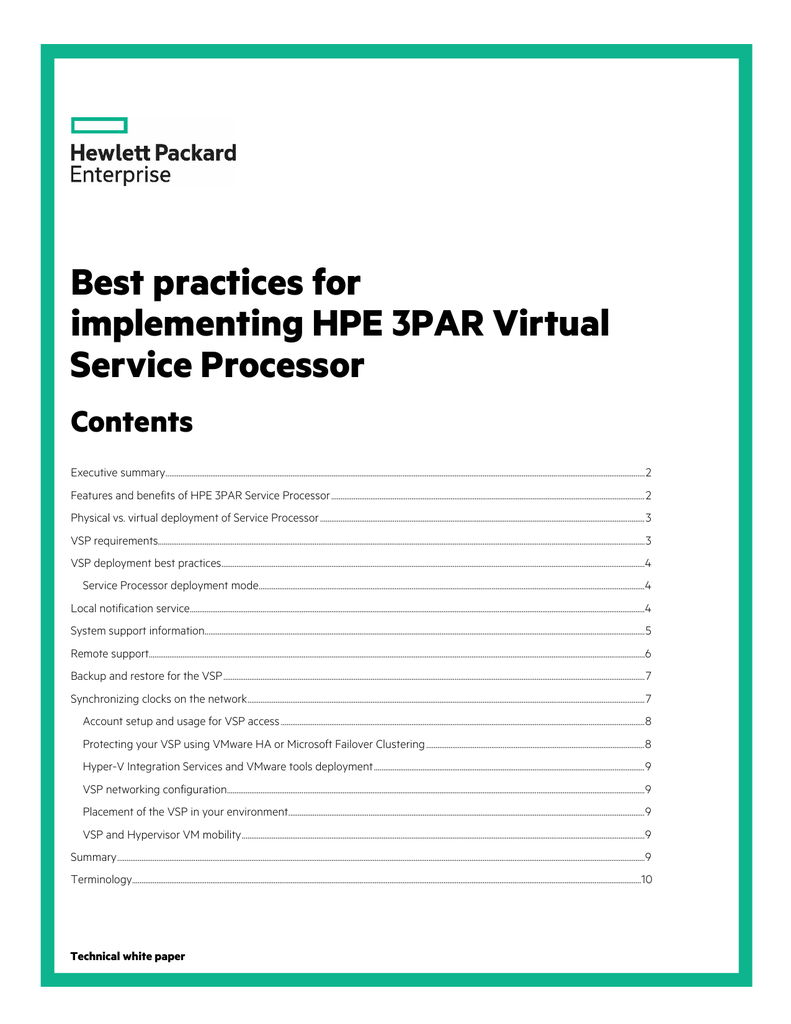 Best Practices For Implementing Hpe 3par Virtual Service Manualzz