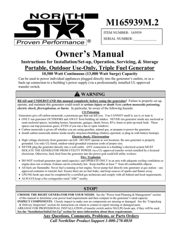 North Star M165939M.2 Owner's Manual | Manualzz