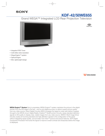 Sony KDF-42/50WE655 Flat Panel Television User manual | Manualzz