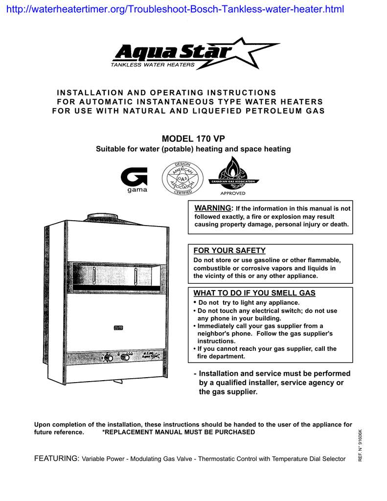 AquaStar 170 VP User manual Troubleshoot Bosch Tankless