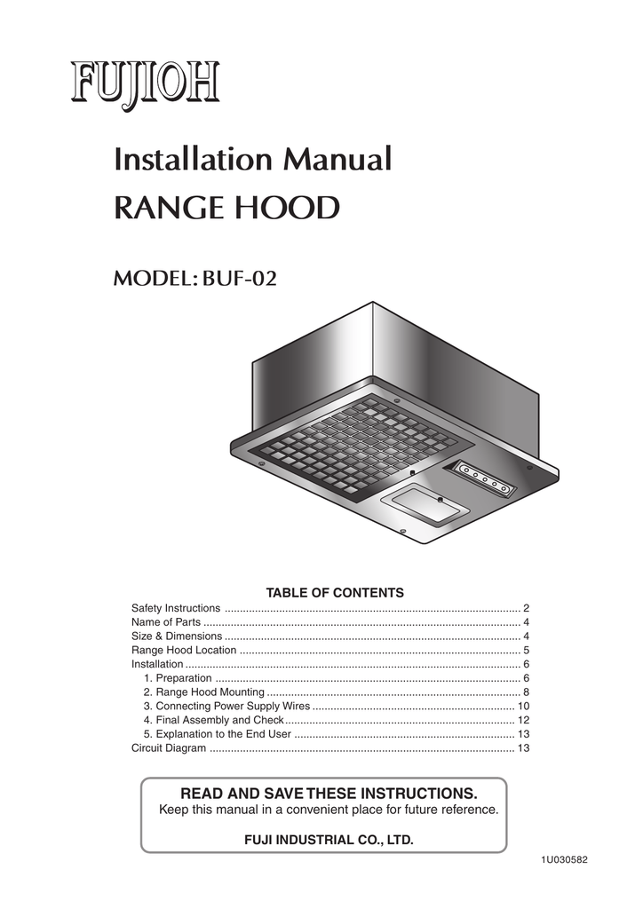 Installation Manual RANGE HOOD Manualzz