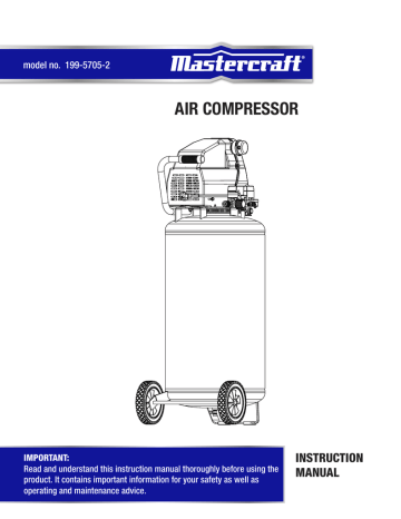 Mastercraft 26-Gallon Oil-Free Portable Vertical Air Compressor Owner ...