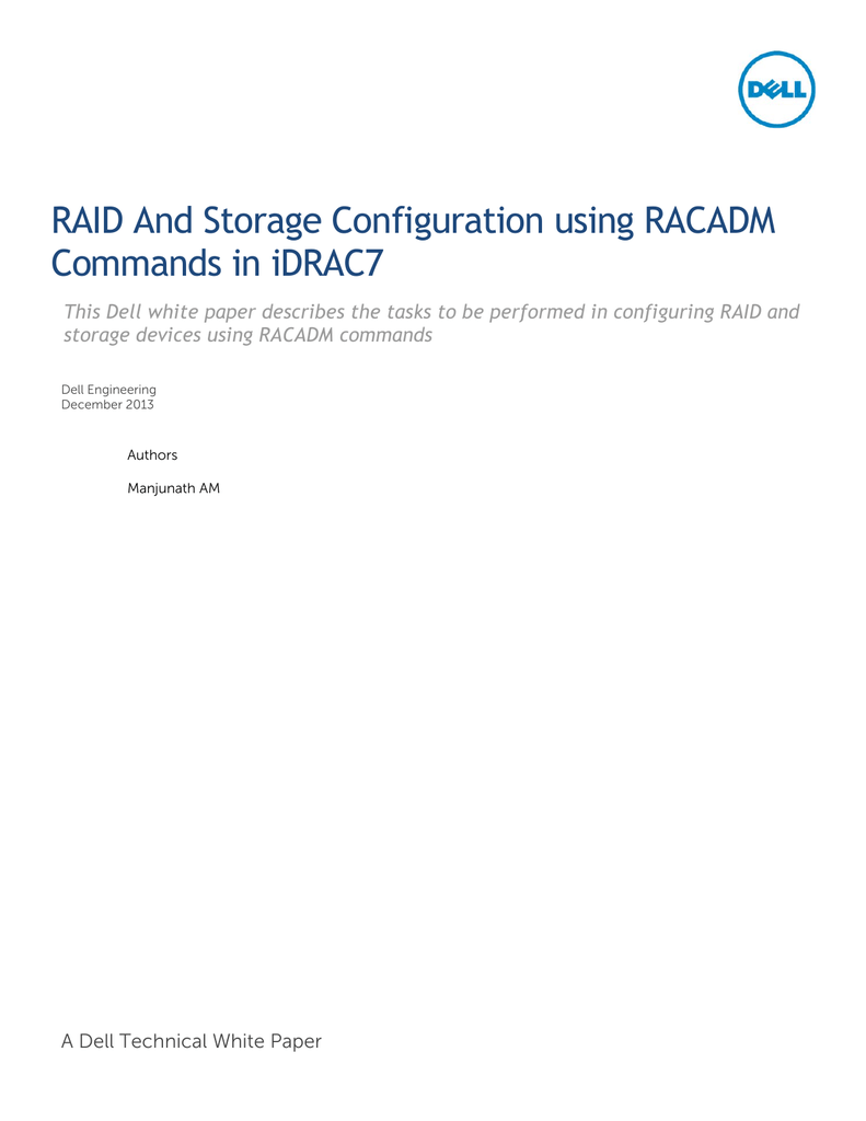 RAID And Storage Configuration using RACADM Manualzz