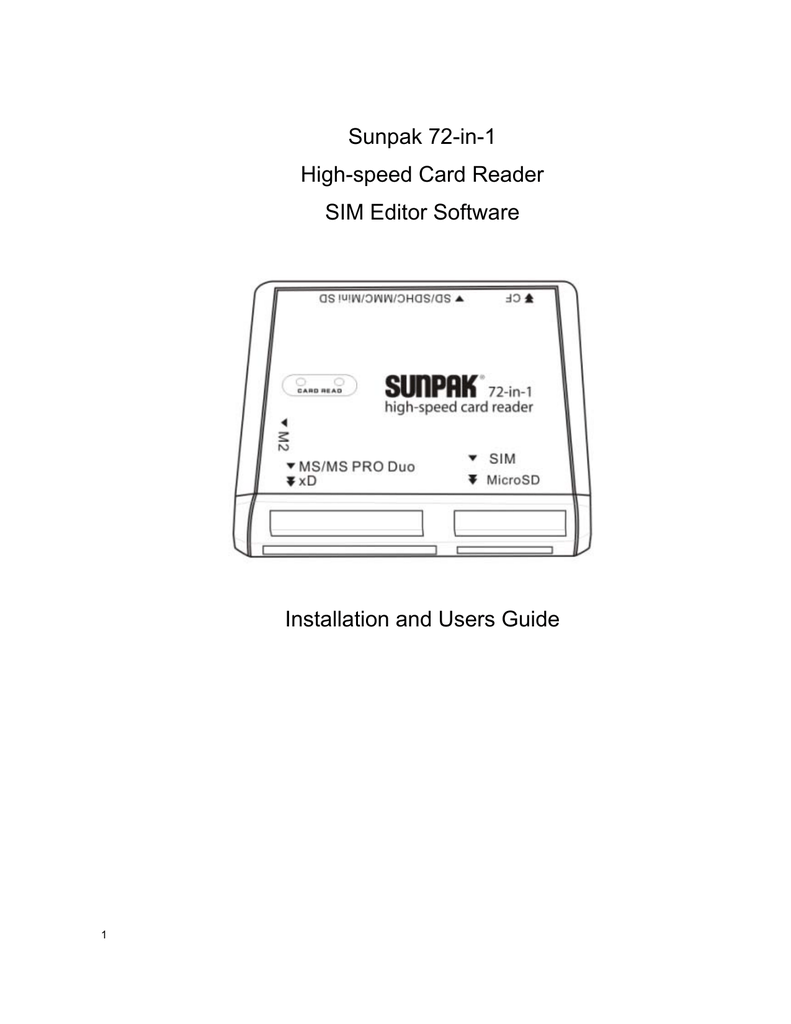 sunpak 72 in 1 card reader sim software download