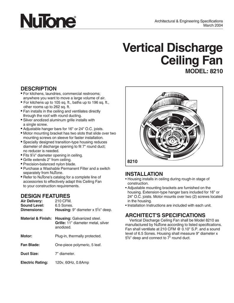 Vertical Discharge Ceiling Fan Manualzz Com