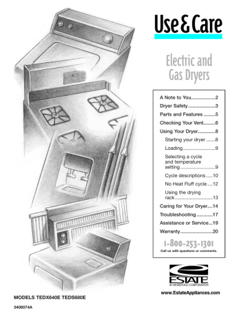 Estate Dryer Repair Manual | Manualzz