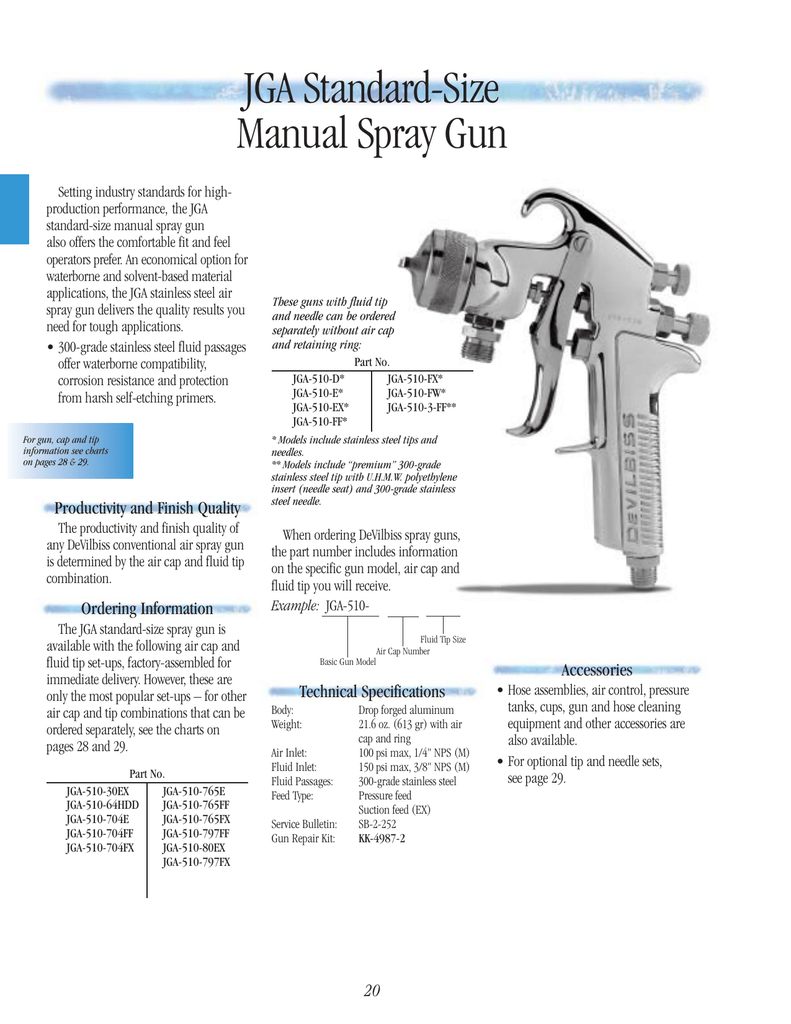 Devilbiss Fluid Tip Chart