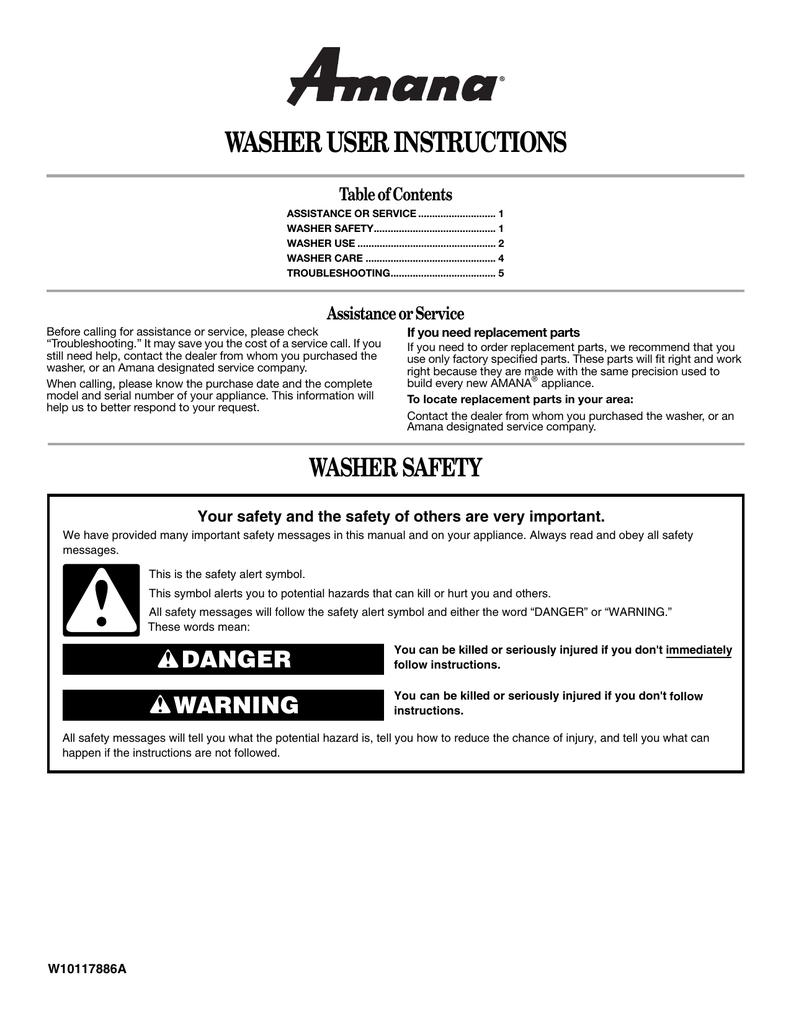 Amana Washer Manual