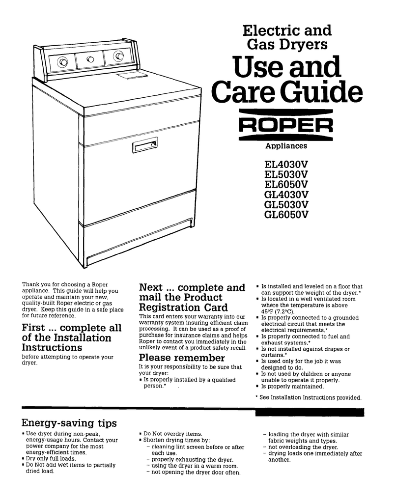 Roper Dryer Repair Manual Manualzz