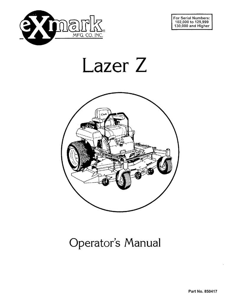 Lazer Z Exmark Manualzz