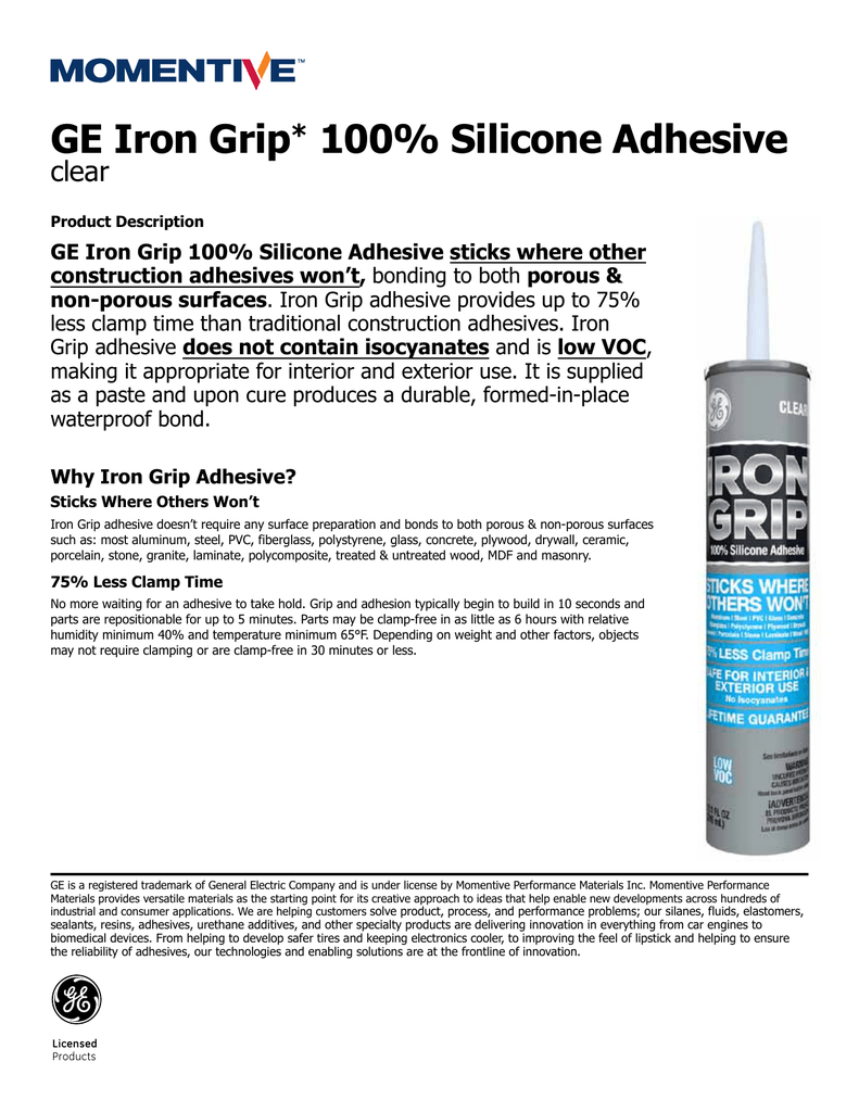 GE Iron Grip 10.1-fl oz Paste Silicone, Multipurpose Adhesive at