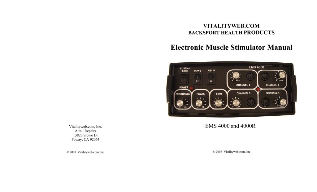 Vital Stim EMS 4000 Electronic Muscle Stimulator