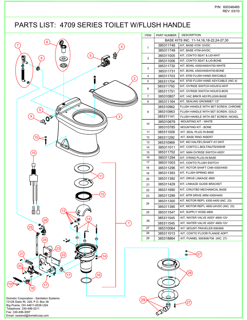 4709 (Hand Flush) Series VacuFlush Toilet Parts Breakdown Manualzz
