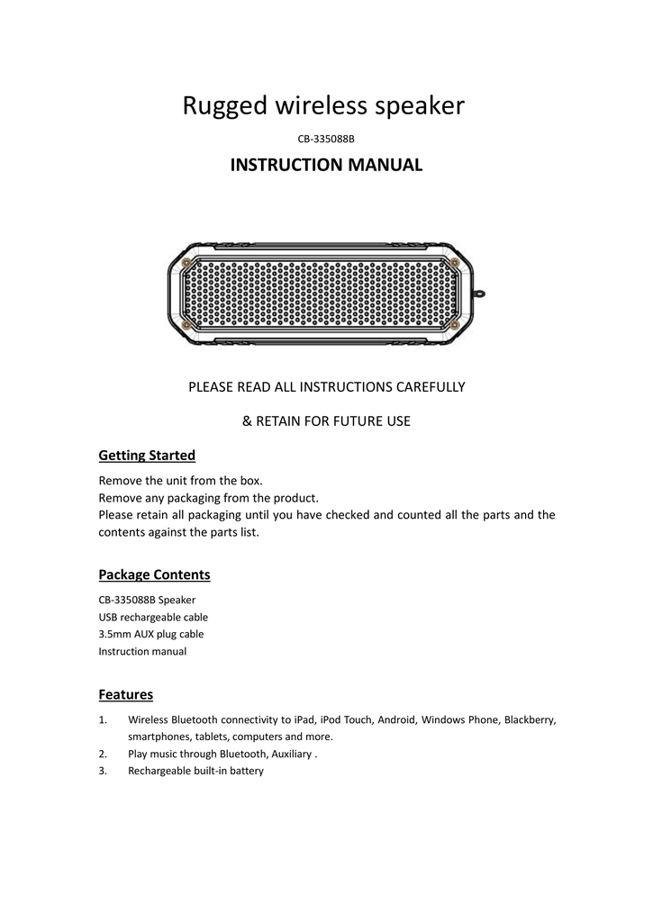 Waterproof Bluetooth Shower Speaker User Manual Manualzz