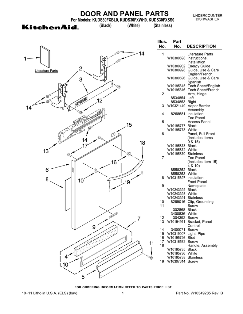 KitchenAid KUDS30FXWH0 Dishwasher User manual Manualzz