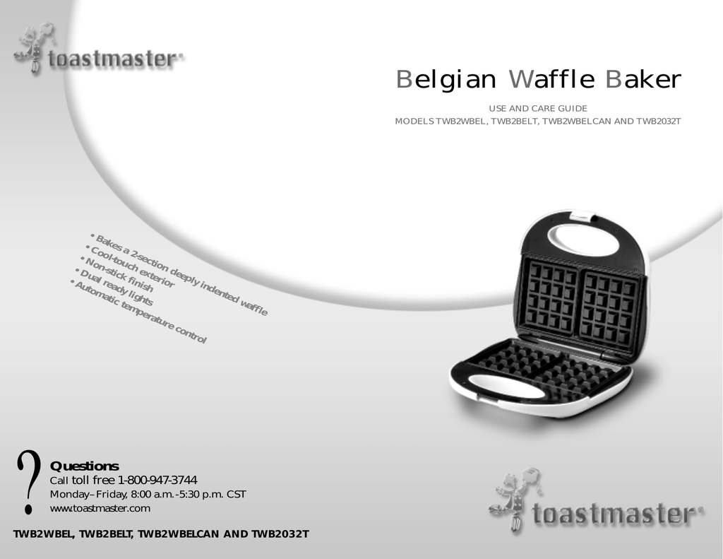 toastmaster family waffle baker manual