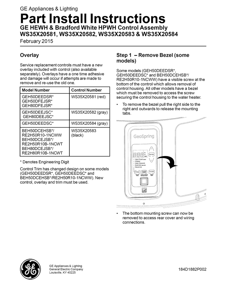 GE GEH80DFEJSRA Water Heater installation Guide | Manualzz
