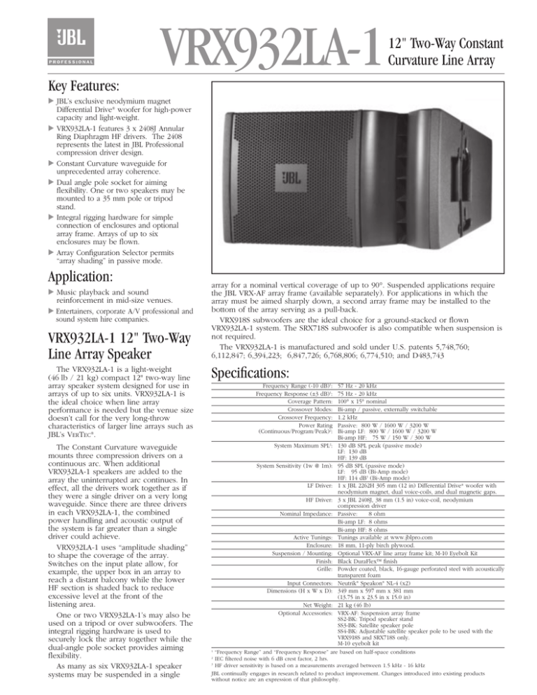 Vrx932la 1 12 Two Way Line Array Speaker Manualzz