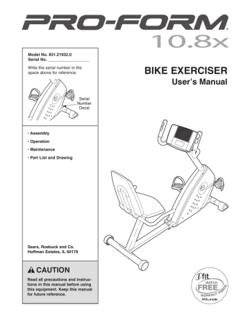 Pro-Form 10.8x Bike manual | Manualzz