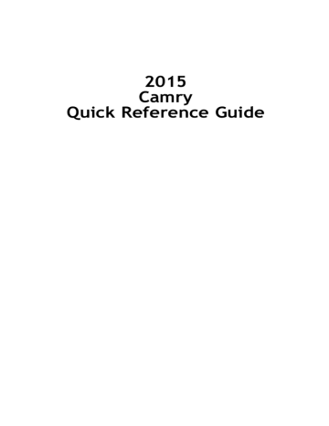 Toyota 2015 Camry Quick Reference Guide | Manualzz