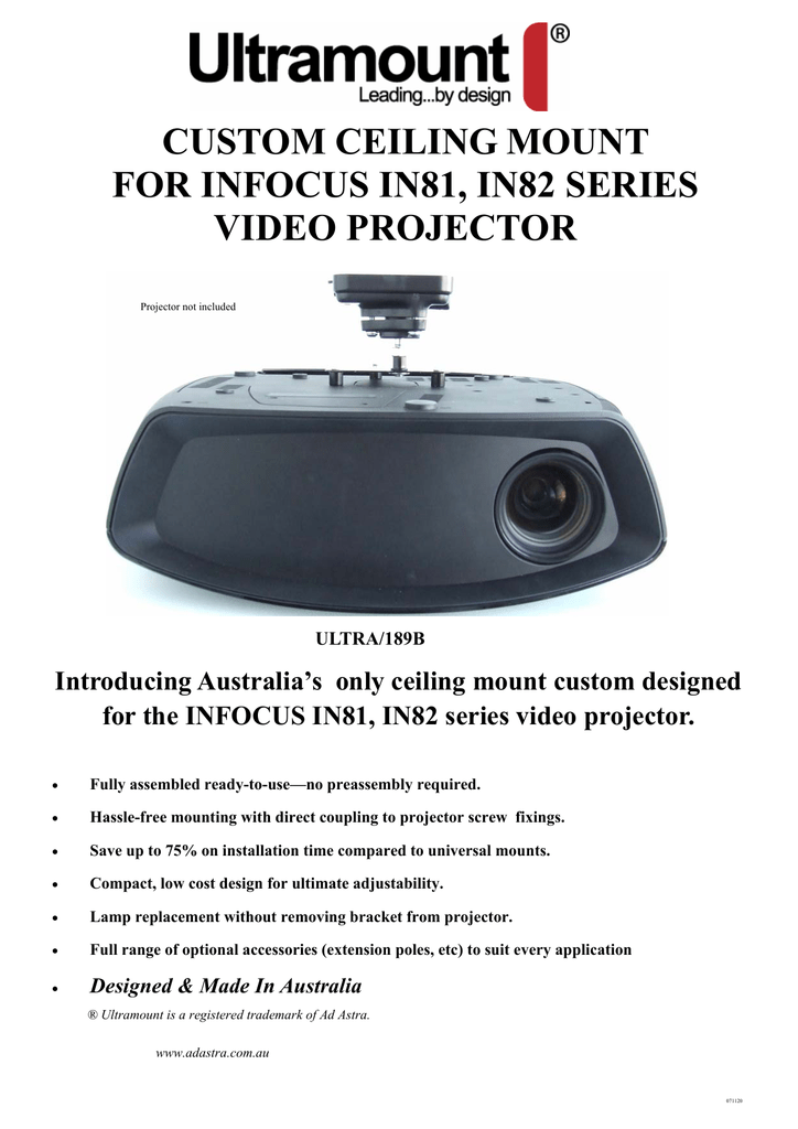 Custom Ceiling Mount For Infocus In81 In82 Series