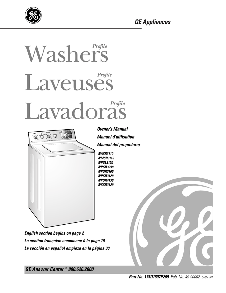GE WSSR3120 Washer User manual Manualzz