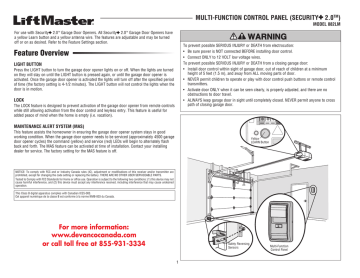 Liftmaster Multi Function Control Panel 882lm Installation Manual Manualzz