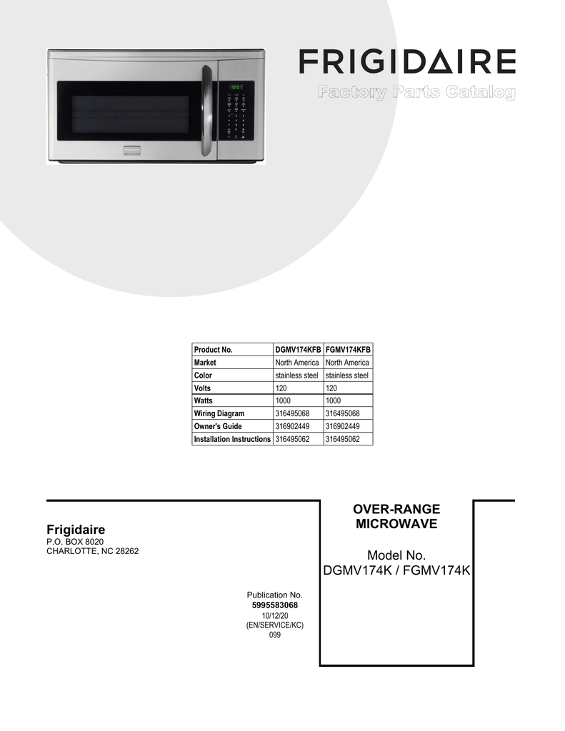electrolux microwave model fgmv174kfb